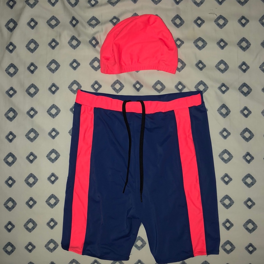 Men Swim Trunks and Cap